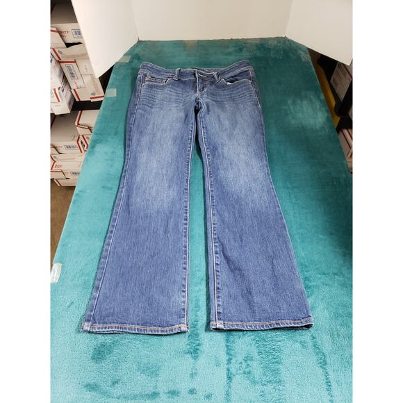 American Eagle Jeans Size 8 Short Womens Blue Stretch Pant Mid Rise Slim Bootcut - Picture 1 of 13
